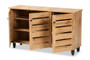 "SC865513M-Wotan Oak" Baxton Studio Gisela Modern and Contemporary Oak Brown Finished Wood 3-Door Shoe Storage Cabinet