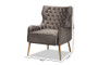 "TSF-6741-Grey Velvet/Gold-CC" Baxton Studio Nelson Modern Luxe and Glam Grey Velvet Fabric Upholstered and Gold Finished Metal Armchair