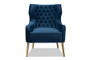 "TSF-6741-Navy Blue Velvet/Gold-CC" Baxton Studio Nelson Modern Luxe and Glam Navy Blue Velvet Fabric Upholstered and Gold Finished Metal Armchair