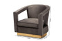 "TSF-6743-Grey Velvet/Gold-CC" Baxton Studio Neville Modern Luxe and Glam Grey Velvet Fabric Upholstered and Gold Finished Metal Armchair