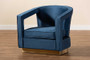 "TSF-6743-Navy Velvet/Gold-CC" Baxton Studio Neville Modern Luxe and Glam Navy Blue Velvet Fabric Upholstered and Gold Finished Metal Armchair