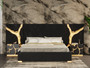 "VGVCBD1801-BLK-BED-2NS-SET" VIG Modrest Aspen - Eastern King Modern Black + Gold Bed + Nightstands