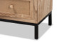 "7631-White Washed/Metal-NS" Baxton Studio Lalette Mid-Century Modern Oak Brown Finished Wood and Black Metal 2-Drawer Nightstand
