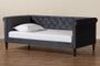 "Cora-Grey Velvet-Daybed-Twin" Baxton Studio Cora Modern and Contemporary Grey Velvet Fabric Upholstered and Dark Brown Finished Wood Twin Size Daybed