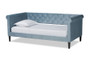 "Cora-Light Blue Velvet-Daybed-Twin" Baxton Studio Cora Modern and Contemporary Light Blue Velvet Fabric Upholstered and Dark Brown Finished Wood Twin Size Daybed