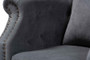 "ZQ-13-Velvet Grey-Chair" Baxton Studio Renessa Classic and Traditional Grey Velvet Fabric Upholstered and Dark Brown Finished Wood Armchair