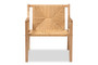 "SK9143-Oak-CC" Baxton Studio Delaney Mid-Century Modern Oak Brown Finished Wood and Hemp Accent Chair