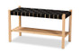 "SK9119-Oak/Nylon-Bench" Baxton Studio Cadmus Rustic Mid-Century Modern Black and Oak Brown Finished Wood Bench
