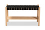 "SK9119-Oak/Nylon-Bench" Baxton Studio Cadmus Rustic Mid-Century Modern Black and Oak Brown Finished Wood Bench