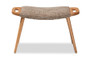 "SF9120-Upholstered Oak-Bench" Baxton Studio Banner Mid-Century Modern Light Brown Fabric Upholstered and Oak Brown Finished Wood Accent Bench