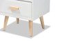 "6182-Pine/Bamboo-NS" Baxton Studio Nansen Mid-Century Modern Two-Tone White and Oak Brown Finished Wood and Bamboo 1-Drawer Nightstand