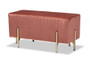 "FZD200124-Blush Pink-Bench" Baxton Studio Helaine Contemporary Glam and Luxe Blush Pink Fabric Upholstered and Gold Metal Bench Ottoman