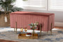 "FZD200124-Blush Pink-Bench" Baxton Studio Helaine Contemporary Glam and Luxe Blush Pink Fabric Upholstered and Gold Metal Bench Ottoman