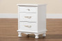 "FZC180882-White Wooden-NS" Baxton Studio Layton Classic and Traditional White Finished Wood 3-Drawer Nightstand