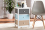 "FZC180826-Multi Colored-NS" Baxton Studio Kalila Modern and Contemporary White and Multi-Colored Finished Wood 3-Drawer Nightstand