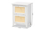 "FMA-0176-Wooden 2 Drawer-NS" Baxton Studio Sariah Mid-Century Modern White Finished Wood and Rattan 2-Door Nightstand