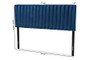 "Emile-Navy Blue Velvet-HB-Queen" Baxton Studio Emile Modern and Contemporary Navy Blue Velvet Fabric Upholstered and Dark Brown Finished Wood Queen Size Headboard