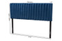 "Emile-Navy Blue Velvet-HB-Queen" Baxton Studio Emile Modern and Contemporary Navy Blue Velvet Fabric Upholstered and Dark Brown Finished Wood Queen Size Headboard