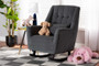 "HH-009-Velvet Grey-Rocking Chair" Baxton Studio Elisa Modern and Contemporary Grey Fabric Upholstered and Dark Brown Finished Wood Rocking Chair