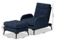 "T-3-Velvet Navy Blue-Chair/Footstool Set" Baxton Studio Belden Modern and Contemporary Navy Blue Velvet Fabric Upholstered and Black Metal 2-Piece Recliner Chair and Ottoman Set