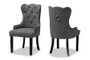 "HH-041-Velvet Grey-DC" Baxton Studio Fabre Modern Transitional Grey Velvet Fabric Upholstered and Dark Brown Finished Wood 2-Piece Dining Chair Set