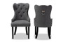 "HH-041-Velvet Grey-DC" Baxton Studio Fabre Modern Transitional Grey Velvet Fabric Upholstered and Dark Brown Finished Wood 2-Piece Dining Chair Set