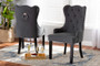 "HH-041-Velvet Grey-DC" Baxton Studio Fabre Modern Transitional Grey Velvet Fabric Upholstered and Dark Brown Finished Wood 2-Piece Dining Chair Set