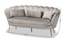 "DC-02T-Shiny Velvet Light Grey-Sofa" Baxton Studio Genia Contemporary Glam and Luxe Grey Velvet Fabric Upholstered and Gold Metal Sofa