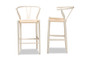 "Y-BAR-W-White/Rope-Wishbone-Stool" Baxton Studio Paxton Modern and Contemporary White Finished Wood 2-Piece Bar Stool Set