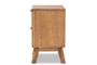 "FZC20659-Wood/Rattan-2DW" Baxton Studio Baden Mid-Century Modern Walnut Brown Finished Wood 2-Drawer Nightstand with Rattan