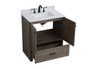 30 Inch Single Bathroom Vanity In Weathered Oak With Backsplash "VF2830WO-BS"