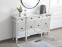 60 Inch Mirrored Credenza In Antique White "MF6-1001AW"