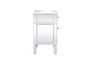 24 Inch Mirrored End Table In Antique White "MF6-1016AW"
