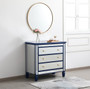 33 Inch Mirrored 3 Drawer Chest In Blue "MF6-1019BL"