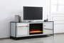 James 72 In. Mirrored Tv Stand With Crystal Fireplace In Black "MF70172BK-F2"
