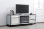 James 72 In. Mirrored Tv Stand With Crystal Fireplace In Black "MF70172BK-F2"