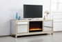 Reflexion 72 In. Mirrored Tv Stand With Crystal Fireplace In Gold "MF70172G-F2"