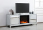 Reflexion 72 In. Mirrored Tv Stand With Wood Fireplace In Antique Silver "MF70172S-F1"