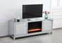Reflexion 72 In. Mirrored Tv Stand With Crystal Fireplace In Antique Silver "MF70172S-F2"