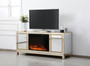 Reflexion 60 In. Mirrored Tv Stand With Wood Fireplace In Gold "MF701G-F1"