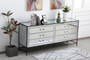 James 72 In. Mirrored Six Drawer Chest In Black "MF73672BK"