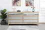 Reflexion 72 In. Mirrored Six Drawer Chest In Gold "MF73672G"