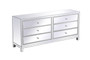 Reflexion 72 In. Mirrored Six Drawer Chest In Antique Silver "MF73672S"