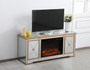 Modern 60 In. Mirrored Tv Stand With Wood Fireplace In Antique Gold "MF60160G-F1"