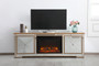 Modern 72 In. Mirrored Tv Stand With Wood Fireplace In Antique Gold "MF60172G-F1"