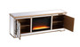 Modern 72 In. Mirrored Tv Stand With Crystal Fireplace In Antique Gold "MF60172G-F2"