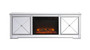Modern 72 In. Mirrored Tv Stand With Wood Fireplace In Antique Silver "MF60172S-F1"