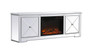 Modern 72 In. Mirrored Tv Stand With Wood Fireplace In Antique Silver "MF60172S-F1"