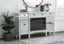 Contempo 60 In. Mirrored Credenza With Wood Fireplace In Antique White "MF61060AW-F1"