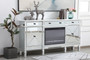 Contempo 72 In. Mirrored Credenza With Crystal Fireplace In Antique White "MF61072AW-F2"